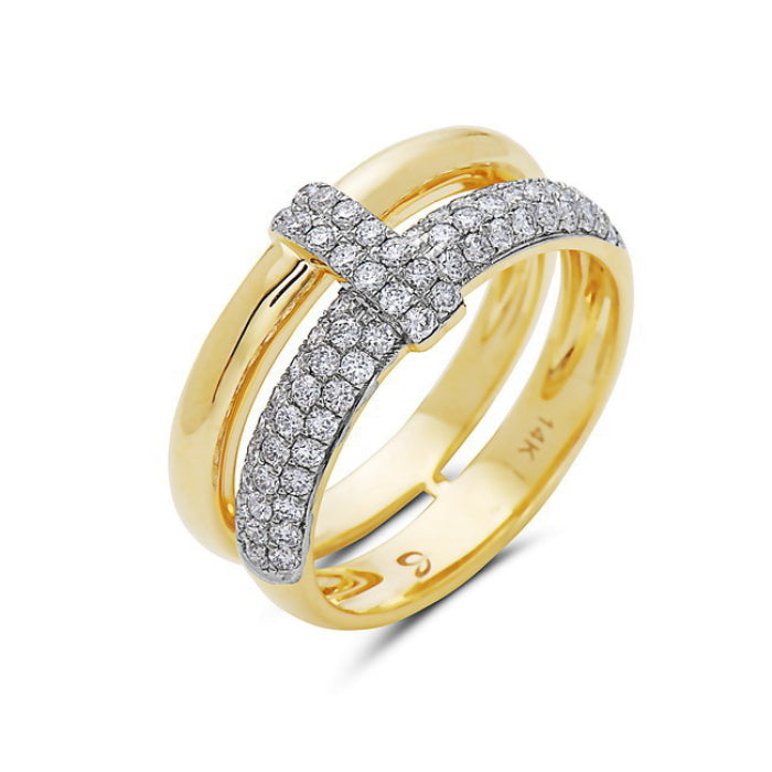 Ladies 14k Two Tone Diamond Ring.