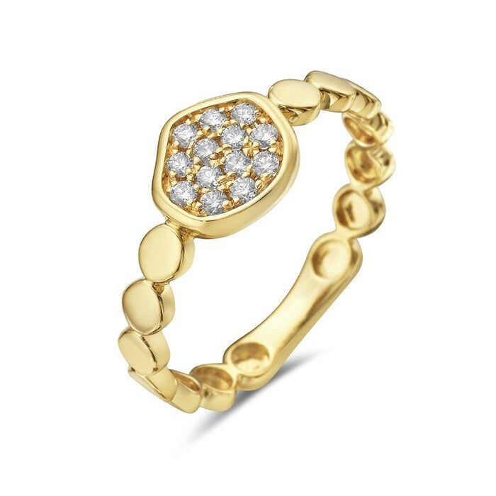 14k Yellow Gold Diamond Disc Ring