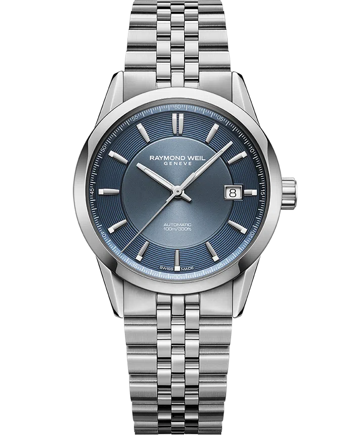 One Gents 38mm Freelancer Automatic Raymond Weil Watch with a Blue Dial