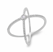 Load image into Gallery viewer, 14k White Gold Diamond &quot;X&quot; Criss-Cross Ring
