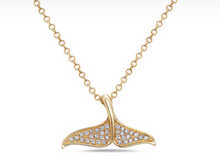 Load image into Gallery viewer, 14k Yellow Gold Diamond Whale Tale Necklace
