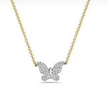 Load image into Gallery viewer, 14k Yellow Gold Diamond Butterfly Necklace
