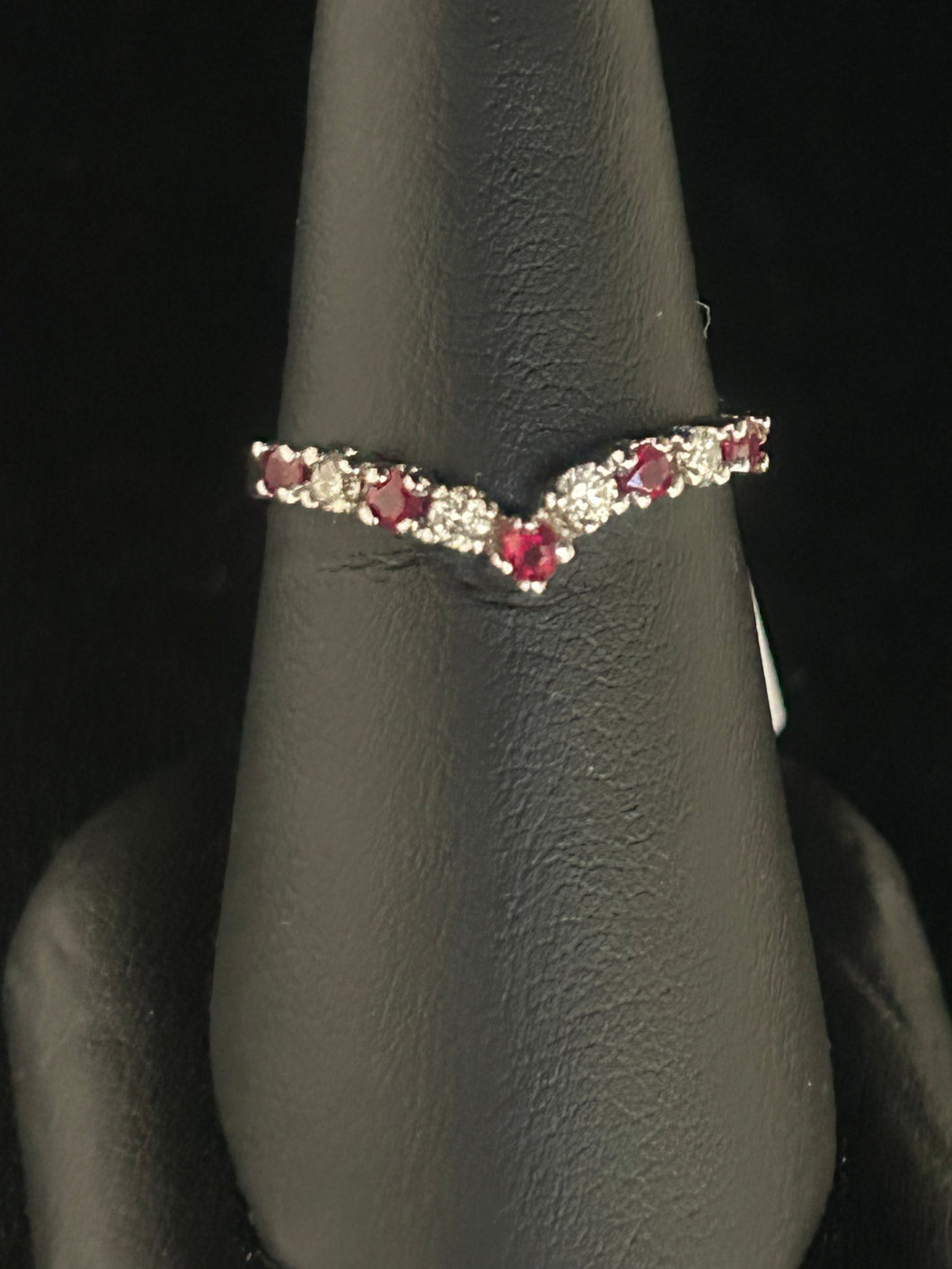 Yellow Gold Ruby and Diamond Curved Band