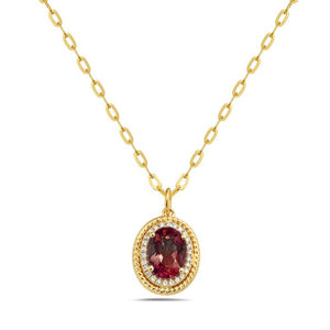 14k Yellow Gold Garnet and Diamond Necklace