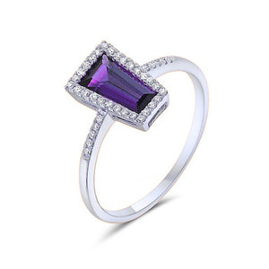 14k White Gold Amethyst and Diamond Ring