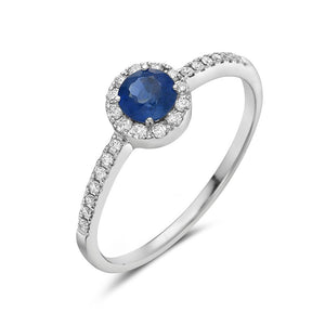 14k White Gold Diamond and Sapphire Ring