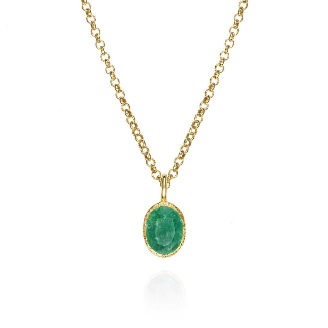18k Gold Plated Emerald Necklace