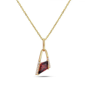 14k Yellow Gold Diamond and Garnet Necklace