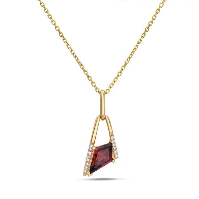 14k Yellow Gold Diamond and Garnet Necklace