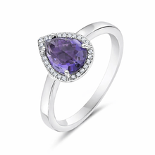 Load image into Gallery viewer, 14k White Gold Amethyst and Diamond Ring

