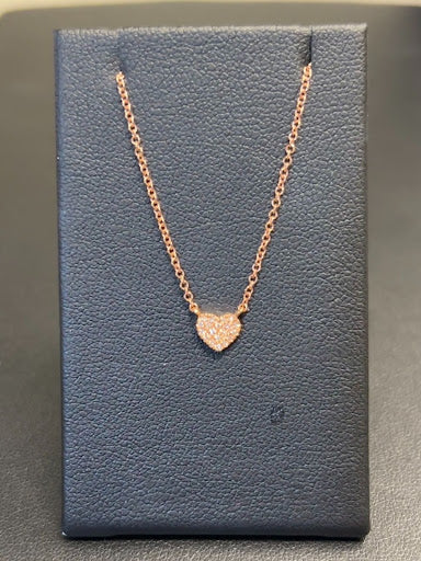 Dilamani 14k Rose Gold Diamond Heart Shaped Pendant on an 18