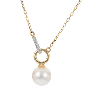 14k Yellow Gold Pearl Diamond Necklace