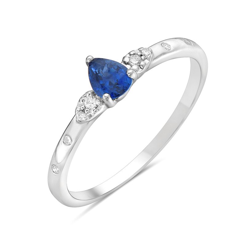 14k White Gold Diamond and Sapphire Ring