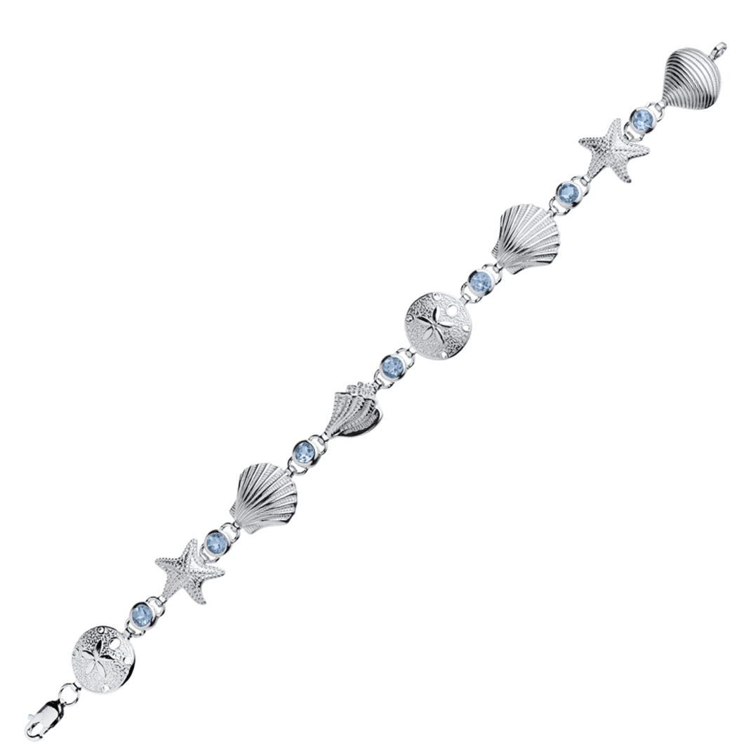 Sterling Silver Blue Topaz Sea Life Bracelet