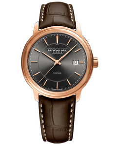 Gents Rose Gold Tone Stainless Steel Raymond Weil Maestro Automatic Watch (39.5mm)