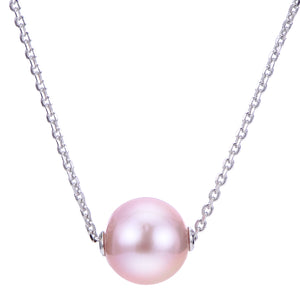 Sterling Silver Single Pink Nucleated Movable Adjustable 18-20" Pearl Necklace