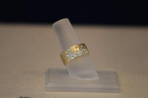 14k Yellow Gold Flush Set Cigar "Confetti" Ring