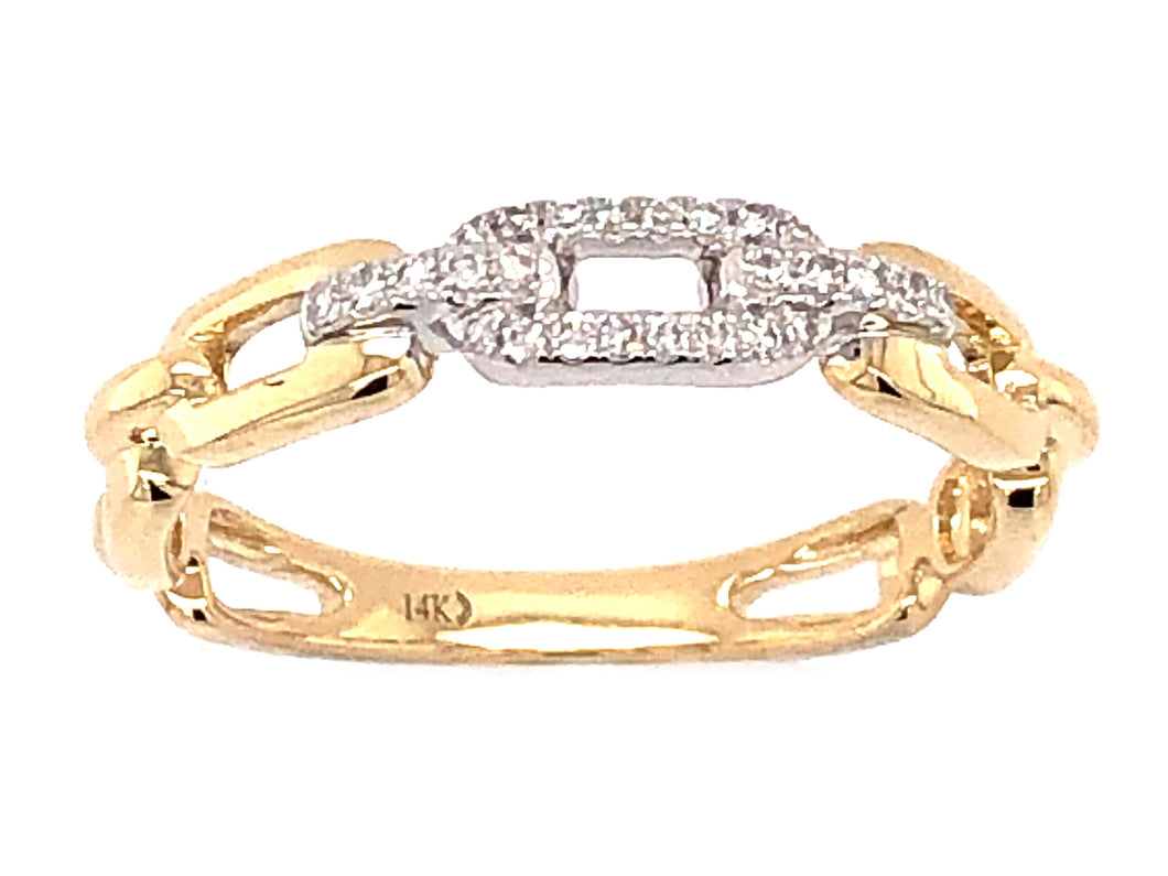 14k White and Yellow Gold Diamond Link Ring