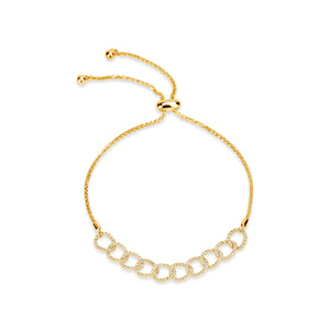 14k Yellow Gold Diamond Bracelet with Bolo Adjustable Chain