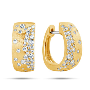14k Yellow Gold Diamond Flush Set "Confetti" Hoop Earrings