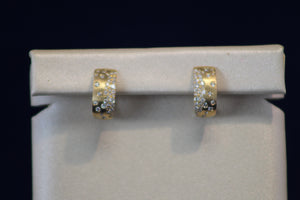 14k Yellow Gold Diamond Flush Set "Confetti" Hoop Earrings
