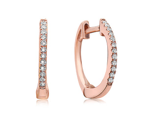 14k Rose Gold Diamond Small Huggy Hoop Earrings