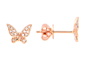 14k Rose Gold Diamond Butterfly Earrings
