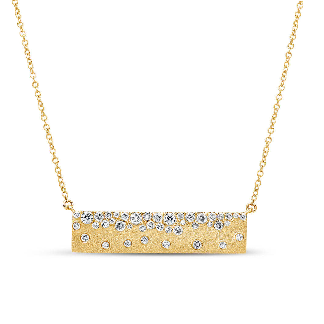 14k Yellow Gold Diamond Confetti Collection Bar Pendant