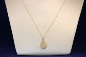 14k Yellow Gold Diamond Flush Set Pear "Confetti" Pendant