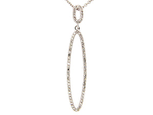 14k White Gold Diamond Double Oval Pendant