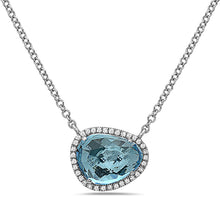 Load image into Gallery viewer, 14k White Gold Blue Topaz &amp; Diamond Necklace
