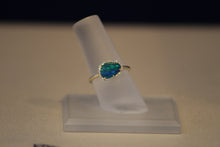 Load image into Gallery viewer, 14k Yellow Gold Black Opal and Diamond Bean Shaped Ring

