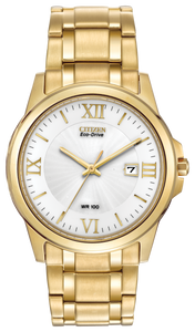 Gents Stainless Steel Gold Tone Citizen Eco-Drive Watch