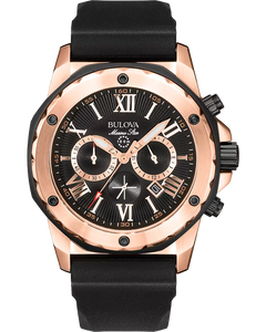 Rose and Black Two Tone Marine Star Stainless Steel Bulova Watch