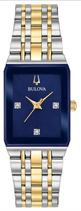 Ladies Two Tone Stainless Steel Blue Dial Bulova Watch
