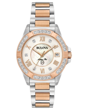 Load image into Gallery viewer, Ladies White and Rose Two Tone Stainless Steel Bulova Watch
