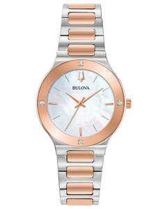 Ladies Rose and White Tone Stainless Steel Bulova Watch