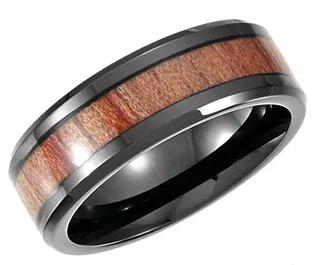 Black PVD Cobalt Band with Wood Inlay (8mm)