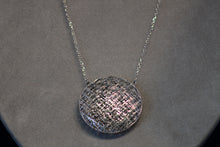 Load image into Gallery viewer, Sterling Silver Rhodium Plated 18&quot; Stria Puff Double-Sided Pendant Necklace
