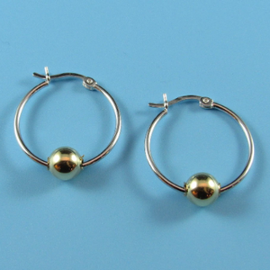 Dobbs Ladies Sterling Silver Rhodium Plated Yellow Gold Ball Earrings