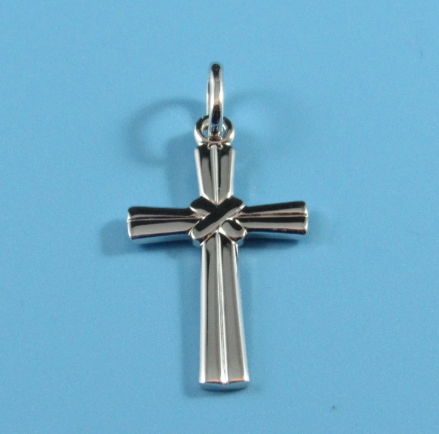 Dobbs Sterling Silver Rhodium Plated Cross with Center X