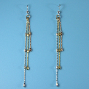 Ladies Dobbs Sterling Silver Rhodium Dangle Earrings