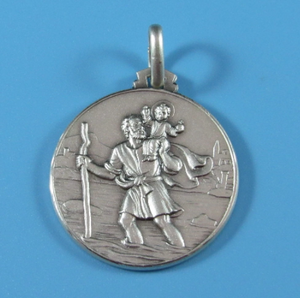 Dobbs Sterling Silver Rhodium Plated St. Christopher Medal (12mm)