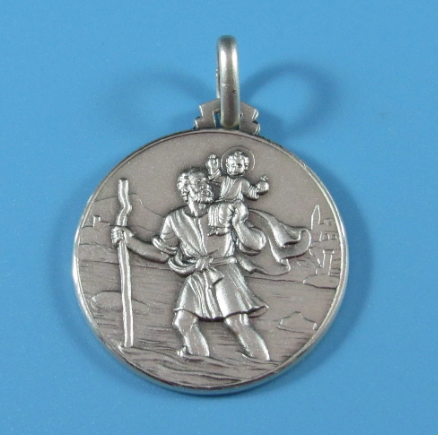 Dobbs Sterling Silver Rhodium Plated St. Christopher Medal (12mm)