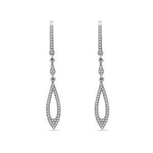 One Pair of Ladies 14k White Gold Diamond Dangle Earrings