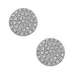 14k White Gold Circle Disc Diamond Earrings