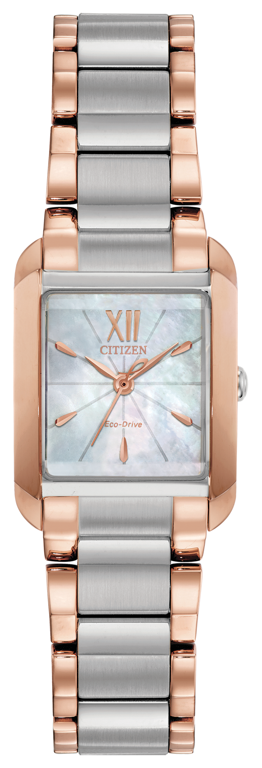 Ladies Stainless Steel Rose and White Tone Citizen Eco-Drive Watch