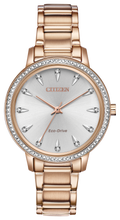 Load image into Gallery viewer, Ladies Stainless Steel Rose Tone Citizen Eco-Drive Watch
