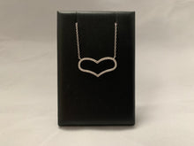 Load image into Gallery viewer, 14k White Gold Diamond Heart on a 14k White Gold Adjustable Length Cable Chain
