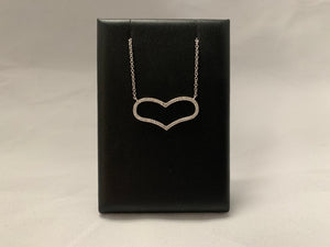 14k White Gold Diamond Heart on a 14k White Gold Adjustable Length Cable Chain